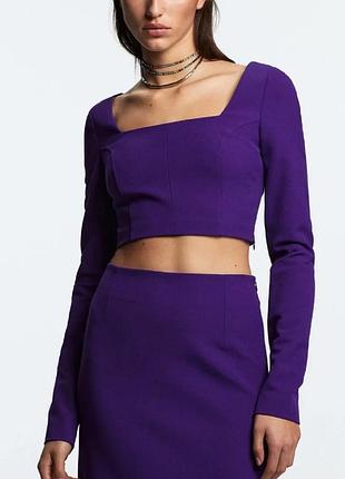 Топ женский xs укороченный с длинным рукавом zara