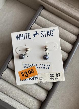 🇺🇸нові вінтажні сережки з перлинами white stsg