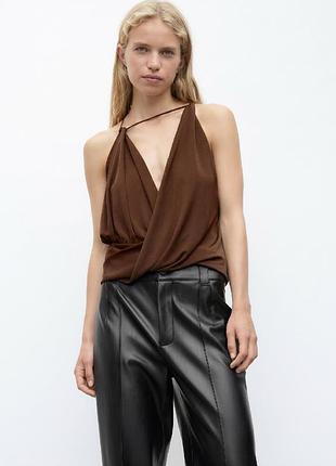 Топ-майка женский zara коричневый s