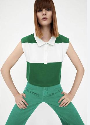 Зелена футболка в смужку zara