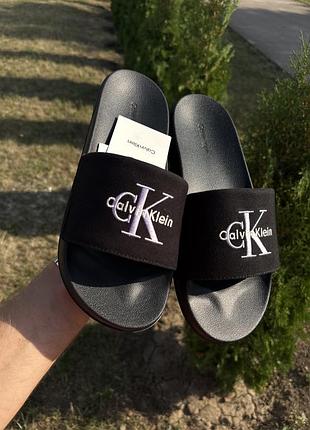 Шлепанцы calvin klein черные   41-42р , шлепки , тапки