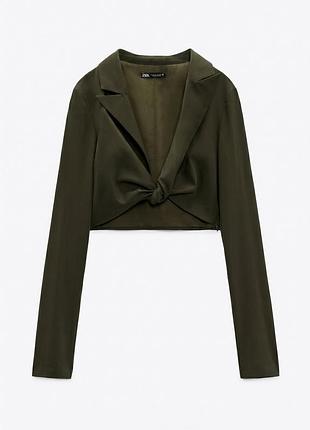 Топ женский m укороченный с длинным рукавом zara