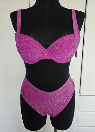 Купальник з люрексом pink, s, пуш ап