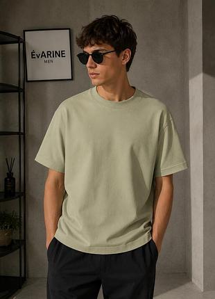 Zara man футболка xl оверсайз світло-зелена базова чоловіча