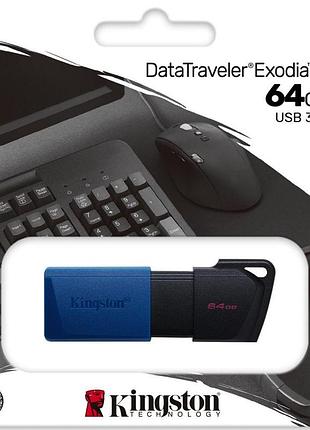 Usb-накопичувач kingston dt exodia m 64gb usb flash drive 3.2 64 гб black/blue