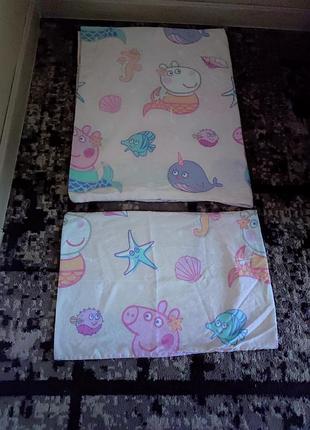 Дитячий пододіяльник і наволочка  peppa pig
