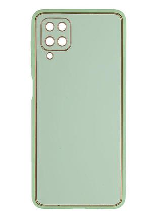 Чехол leather case gold with frame для samsung galaxy a12 a125 mint