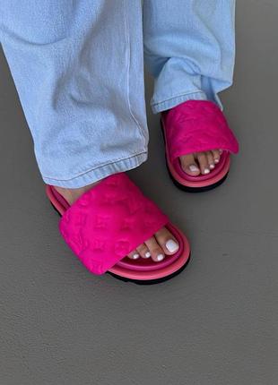 😍 жіночі шльопанці loui s vuitto n pillow slides pink premium