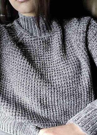 Укорочений сірий светр h&m