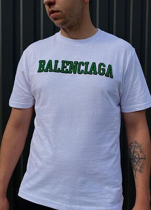 Футболка balenciaga white махрове лого біла xl