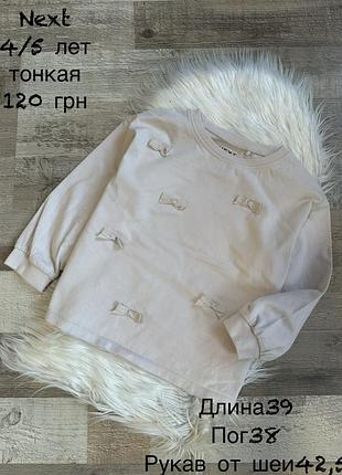 Кофтинка , світшот тонкий 4/5 років