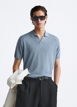 Футболка zara поло трикотажна 5755/310 light blue