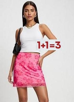 1+1=3 🎁 сітчаста міні спідниця у квітковий принт від primark