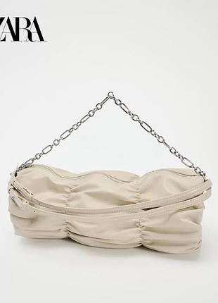 Сумка zara бежева еко шкіра 35*15*15