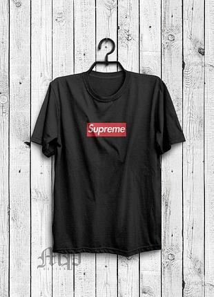 Мужская черная футболка supreme