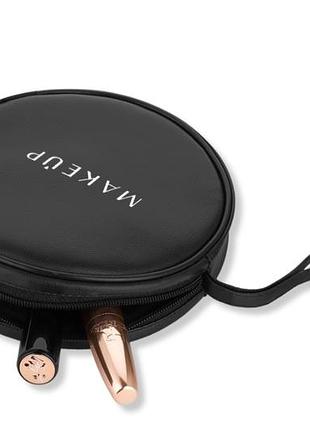 Клатч косметичка чорна кругла екошкіра