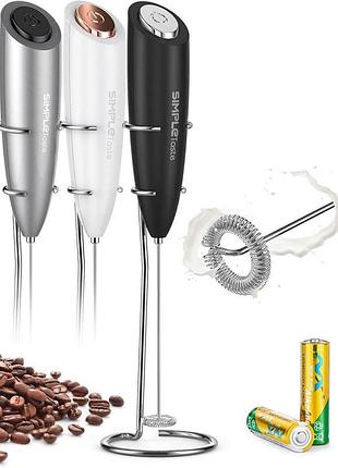 Спінювач молока simpletaste, що працює від батареї | змішувач для напоїв з вінчиком з нержавіючої сталі для капучино, кави, лате,