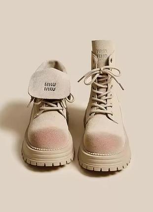 Грубые брутальные ботинки miu miu