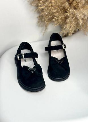 Дитячі туфлі замшеві на дівчинку 33 34 35 36 37 чорні до школи садочку