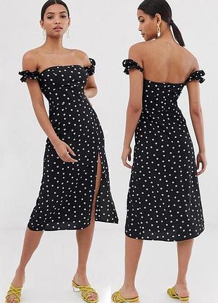Распродажа платье fashion union миди с разрезом в мелкий цветочек