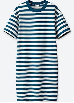 Сукня в смужку uniqlo біло-блакитна