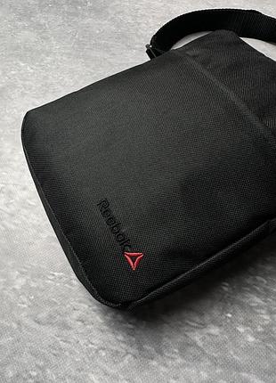 Борсетка черная reebok сумка через плечо спорт мессенджер мужской 3