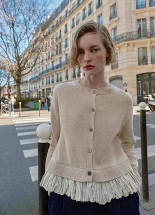 Контрастный трикотажный кардиган от zara