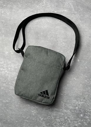 Мужская сумка через плечо adidas борсетка серая адидас
