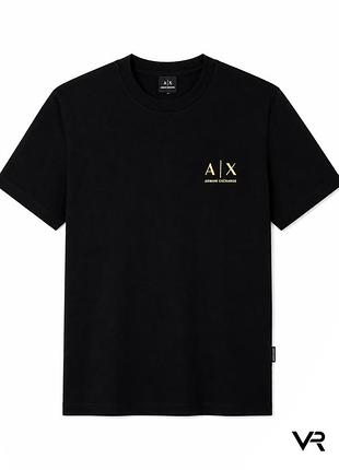 Чоловіча футболка armani exchange a|x чорна з логотипом, короткий рукав, круглий виріз, casual стиль