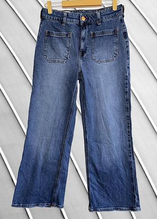 Женские синие джинсы wide leg river island eur 36 38 s m 42 44 оригинал ривер айленд широкая высокая посадка кармана 44