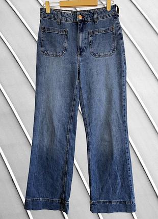 Женские голубые джинсы wide leg river island eur 36 38 s m 42 44 оригинал ривер айленд широкая высокая посадка кармана 44