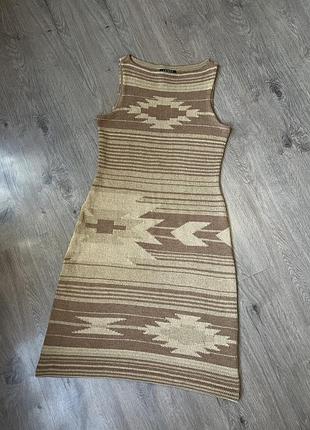 Lauren ralph lauren southwestern aztec knit dress вʼязана сукня плаття шовк льон в етнічному стилі