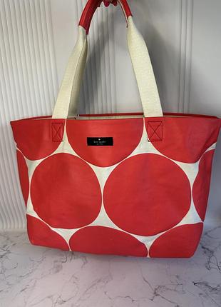 Брендовий шопер з бавовни з вставками шкіри kate spade
