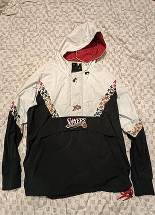 Баскетбольная куртка ветровка анорак nba sixers mitchell ness