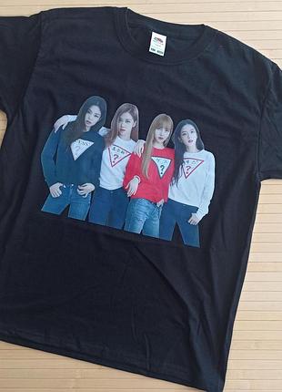 Футболка детская черная блек пинк black pink 9-11 лет 3753