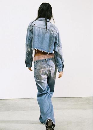 Джинси zara з стразами, розмір 36-38 (нові, з етикеткою)