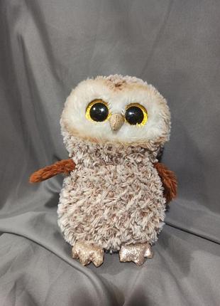 Мягкая игрушка ty beanie boo's коричневая сова перси 25 см,
