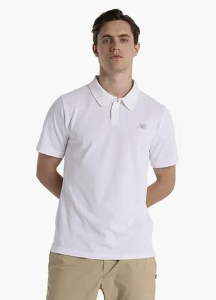 Футболка поло чоловіче new balance cotton pique white mt51519wt l