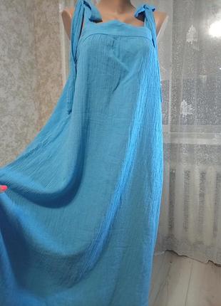 Жіноча літня сукня сарафан з натуральної тканини льону та котону, h & m, виробник індія