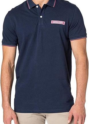 Футболка поло чоловіча jorlondons polo ss uk 12186392 navy blazer jack&jones темно-синій