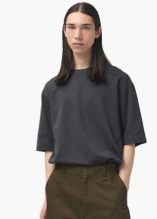 Футболка унісекс uniqlo airism cotton oversized crew neck half-sleeve t-shirt grey 465185-07 xl