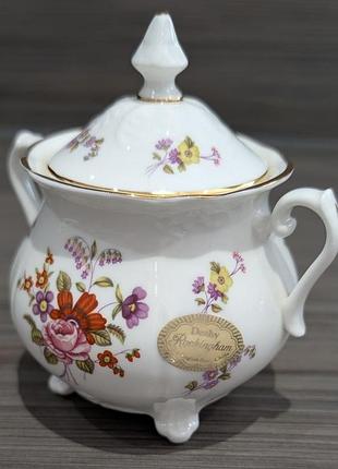 Вінтажна цукорниця denby rockingham «floral festival» — fine english bone china