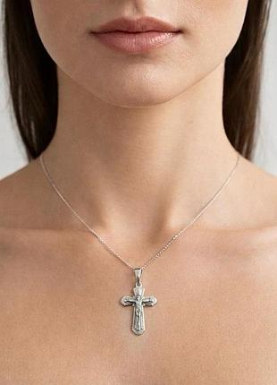 Серебряный крестик с распылением исуса христа ✝️ | классика и дружба
