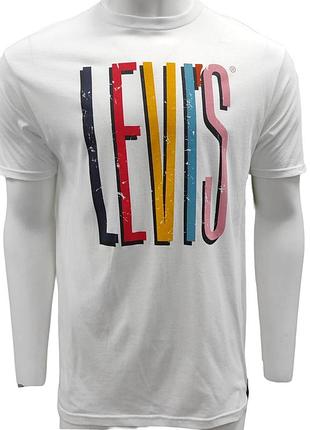 Чоловіча футболка levi's з круглим вирізом і короткими рукавами, білий, розмір l