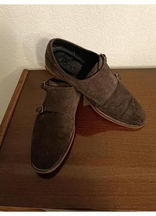 Оригинальные туфли монки с двумя ремешками коричневые aldo.