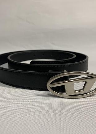 Чорний шкіряний ремінь diesel d-logo