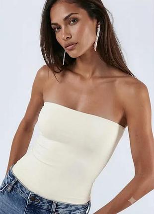 S ✨ бесшовный топ бандо корсет без бретель boohoo со встроенным бюстгальтером и съемными чашечками! ✨