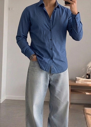100% бавовна easy care 👔 matinique cutway 16 👔 чоловіча сорочка з довгим рукавом 👔 класична синя сорочка в мікропринт