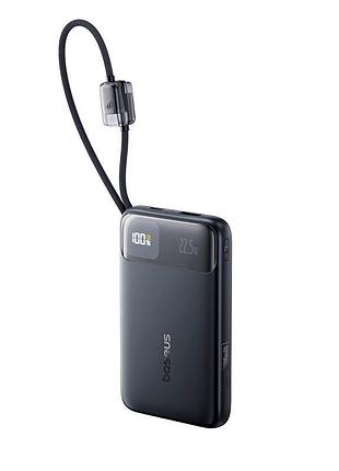 Умб baseus enerfill digital display power bank with dual built-in cables fc11 10000mah |1usb/1type-c, 22.5w/3a, pd/qc|