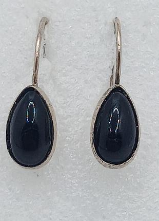 Серьги серебро 875проба звезда